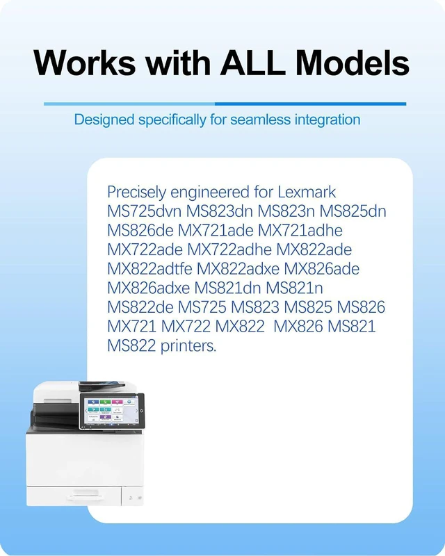 Alt view image 4 of 7 - MasaiMara 58D1000 Toner Cartridge for Lexmark MS725dvn MS823dn MS823n MS825dn MS826de MX721ade MX721adhe MX722ade MX722adhe MX822ade MX822adtfe MX822adxe MX826 MS821 MS822 Printers (Black, 2-Pack)