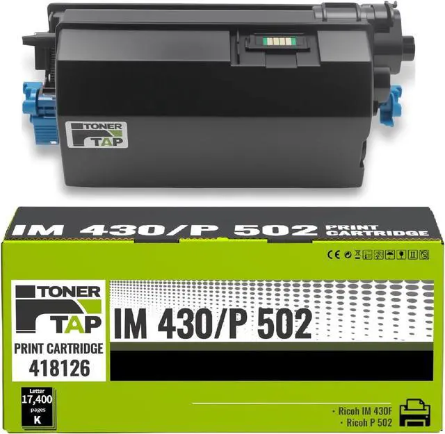 Main image of TonerTap Compatible Toner Cartridge for Ricoh IM 430F, P 502 Printers, Replacement for Ricoh 418126 High Yield Black Toner Cartridge 17,400 Pages - Ricoh IM 430F P502 with Chip