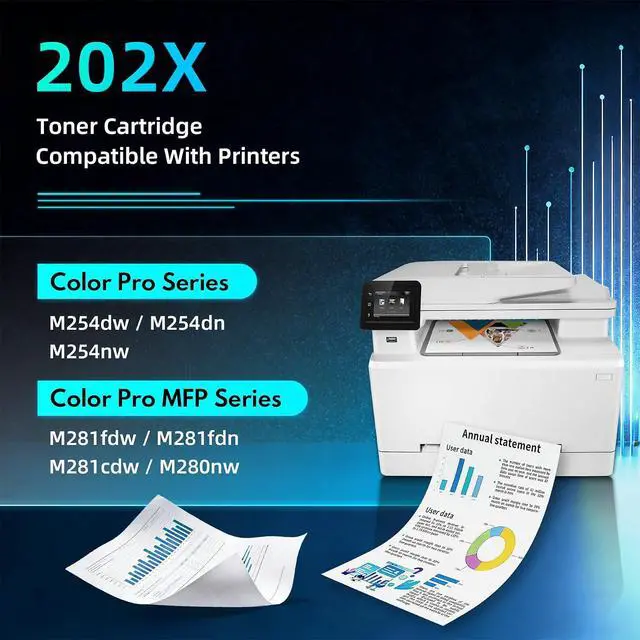 Alt view image 2 of 7 - 202X High Yield Toner Cartridge 4-Pack with Chip Replacement for HP 202X