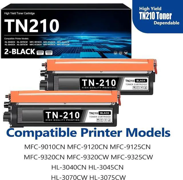 Alt view image 2 of 7 - TN210 Black Toner Cartridge 2-Pack HL-3040CN HL-3045CN TN-210BK Toner