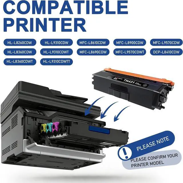 Alt view image 2 of 6 - TN431 Toner Cartridge Set 4-Pack High-Yield Replacement for Brother