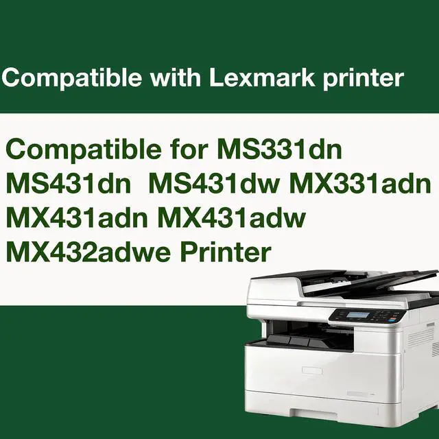 Alt view image 2 of 5 - 55B1H00 Toner Cartridge Compatible for Lexmark 55B1H00 55B1000 Toner Replacement for Lexmark MS331 MS431 MX331 MX431 MS431dn MS331dn MS431dw MX331adn MX431adn MX431adw MX432adwe Printers