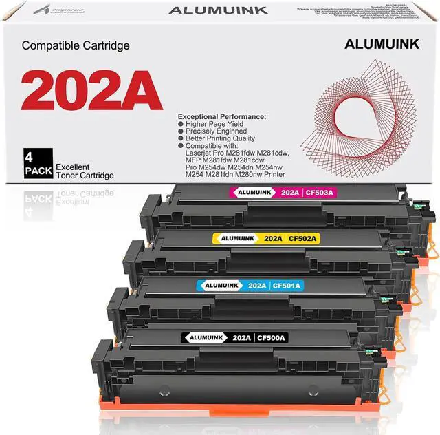 Main image of 202A Toner Cartridge Set - 202A Toner Cartridges Replacement for HP 202A Toner Cartridge CF500A CF501A CF502A CF503A for Pro MFP M281fdw M281cdw M254dw M281fdn M254 M281 Printer (1BK/1C/1M/1Y)