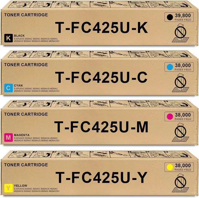 Main image of T-FC425U TFC425U Toner Replacement for Toshiba T-FC425U Toner for E-Studio 2525AC 3025AC 3525AC 4525AC 5525AC 6525AC Printer Toner T-FC425U-K T-FC425U-C T-FC425U-M T-FC425U-Y, 4-Pack CMYK