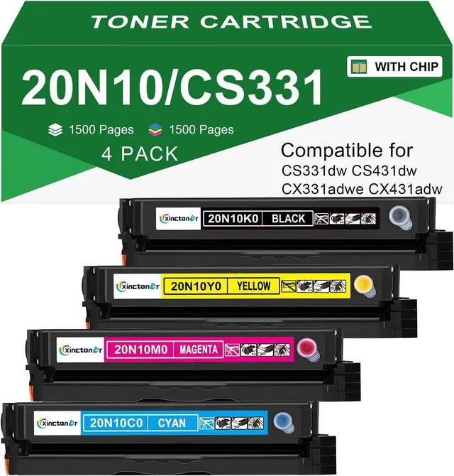 Main image of CS331 CX331 Toner Cartridge 4-Pack for Lexmark 20N10 Toner