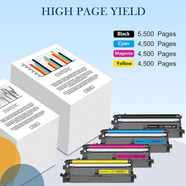 Alt view image 3 of 7 - TN635XL TN635 Toner Cartridge Set (with Chip) 4 Pack Replacement for Brother TN635 TN635XL Toner Cartridge Compatible for HL-L8430CDW HL-L8570CDW MFC-L8930CDW MFC-L8730CDW Printers (BKCMY)