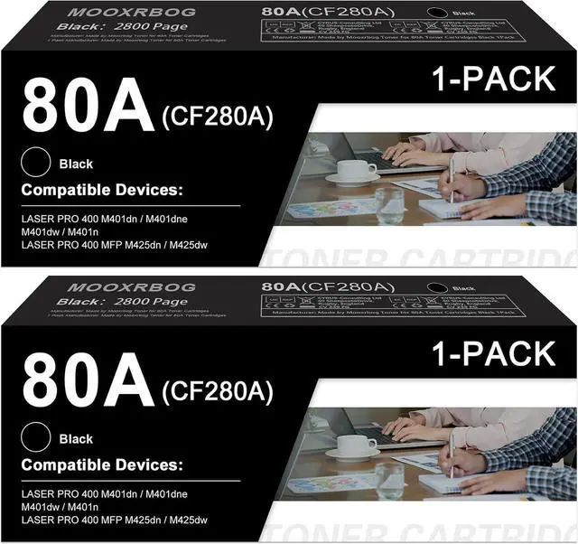 Main image of 80A CF280A Black Toner Cartridge 2-Pack