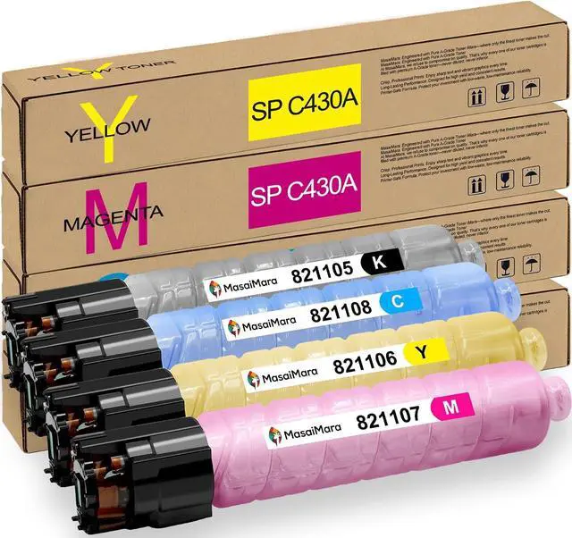 Main image of MasaiMara SP C430A Compatible Toner Cartridges for Ricoh Aficio SP C430 C430A C430DN C431DN C431DN-HS C431DNHT C431DNHW C440DN C441DN LP137DN CLP37DN Printer (Black, Cyan, Magenta, Yellow, 4 Pack)