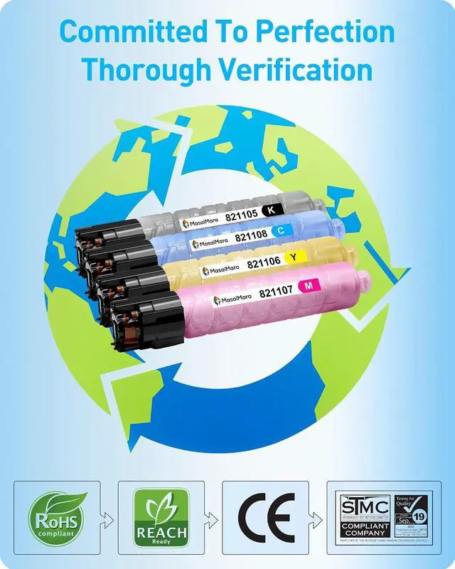 Alt view image 7 of 7 - MasaiMara SP C430A Compatible Toner Cartridges for Ricoh Aficio SP C430 C430A C430DN C431DN C431DN-HS C431DNHT C431DNHW C440DN C441DN LP137DN CLP37DN Printer (Black, Cyan, Magenta, Yellow, 4 Pack)
