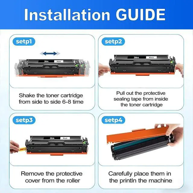 Alt view image 5 of 6 - CF226A 26A Black Toner Cartridge 2-Pack Replacement for HP 26A CF226A 26X CF226X Toner Work for Laser Pro M402n M426fdw M402dn M402dw M402m M402 Pro MFP M427dw M426dw M426fdn M426 Series Printer