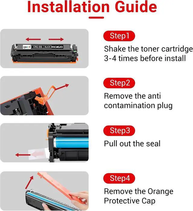 Alt view image 6 of 6 - 055 Toner 4-Pack replacement for Canon 055 055H mf743cdw toner cartridges