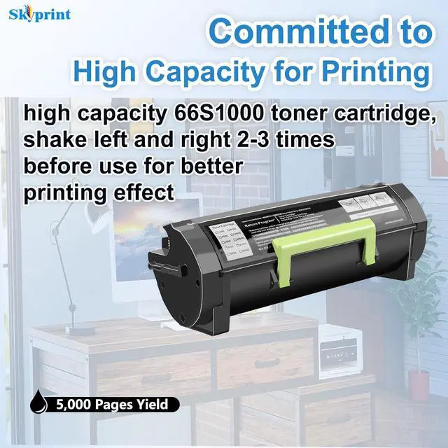 Alt view image 3 of 7 - SkyPrint 66S1000 Toner Cartridge (High Yield 5,000 Pages) Compatible with Lexmark 66S1000 Black Toner for Lexmark MS531 MS631 MS632 MX532 MX632 MS531dw MS631dw MS632dwe MX532adwe MX632adwe Printer