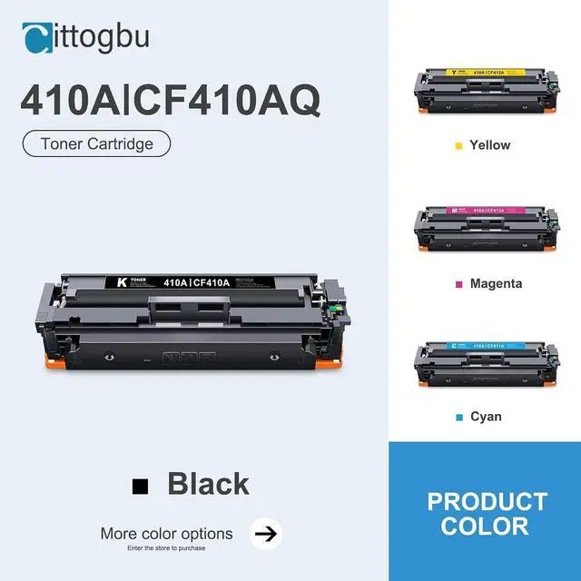 Alt view image 2 of 7 - 410A Toner Cartridges 4 Pack (BK/C/M/Y) - CF410AQ Toner Replacement for HP 410A Toner, Compatible with Color Pro MFP M477 Series Pro M452 Series Pro MFP M377dw Printer (CF410A, CF411A, CF413A, CF412A)