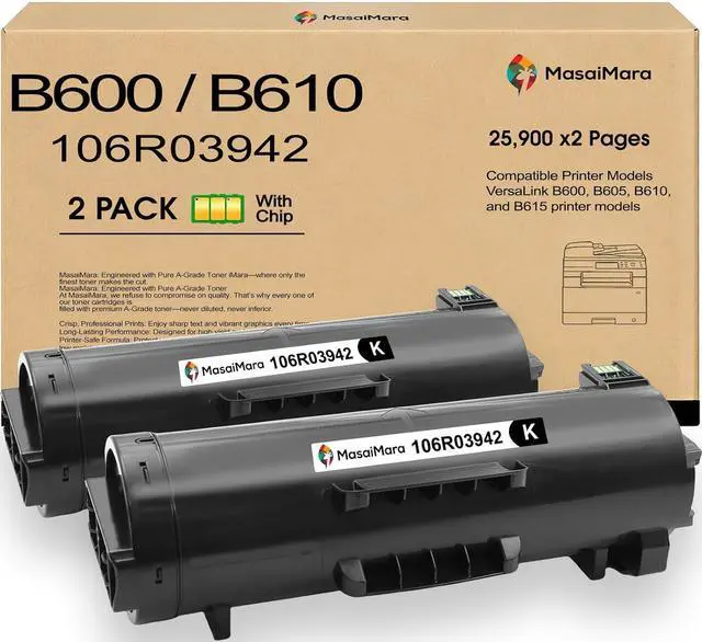 Main image of MasaiMara High Capacity B600 B605 B610 B615 106R03942 106R03940 106R03944 Compatible Toner Cartridges for Xerox Versalink B600 B605 B610 B615 Printer (Black, 2-Pack)