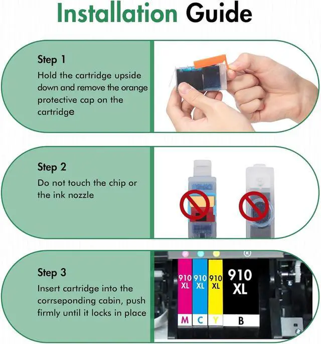 Alt view image 5 of 7 - 910XL Ink Cartridges Combo Pack Replacement for HP Ink 910 XL Compatible with OfficeJet Pro 8020 8025 8028 8035 8030 8010 8015 8018 8022 Printer, 4 Pack