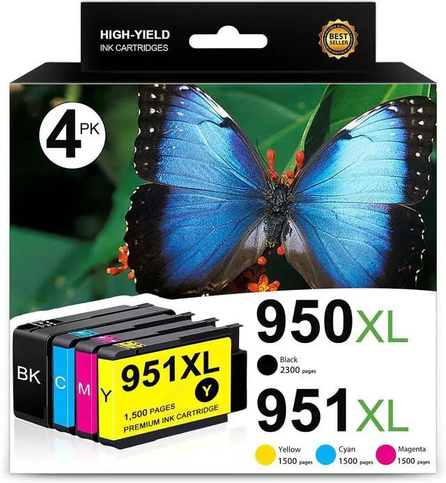 Main image of 950XL 951XL Ink Cartridges Combo Replacement for HP 951 Ink cartridges 950 XL 951 XL High Yield Ink Work with Office Jet Pro 8600 8610 8615 8620 8625 8100 8630 8660 276DW 251DW, 4-Pack