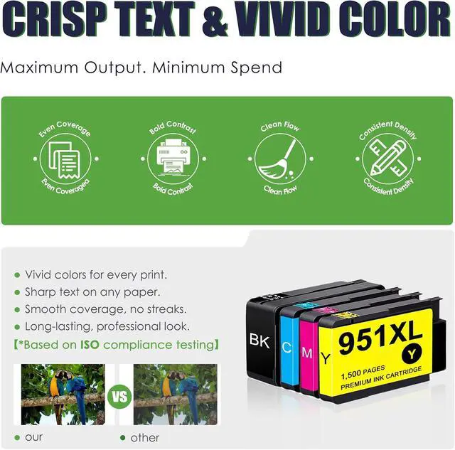 Alt view image 5 of 7 - 950XL 951XL Ink Cartridges Combo Replacement for HP 951 Ink cartridges 950 XL 951 XL High Yield Ink Work with Office Jet Pro 8600 8610 8615 8620 8625 8100 8630 8660 276DW 251DW, 4-Pack