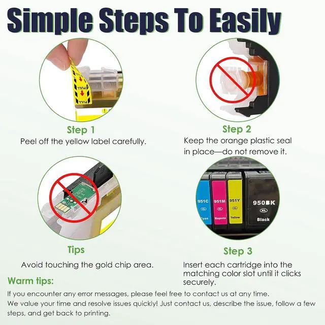 Alt view image 6 of 7 - 950XL 951XL Ink Cartridges Combo Replacement for HP 951 Ink cartridges 950 XL 951 XL High Yield Ink Work with Office Jet Pro 8600 8610 8615 8620 8625 8100 8630 8660 276DW 251DW, 4-Pack
