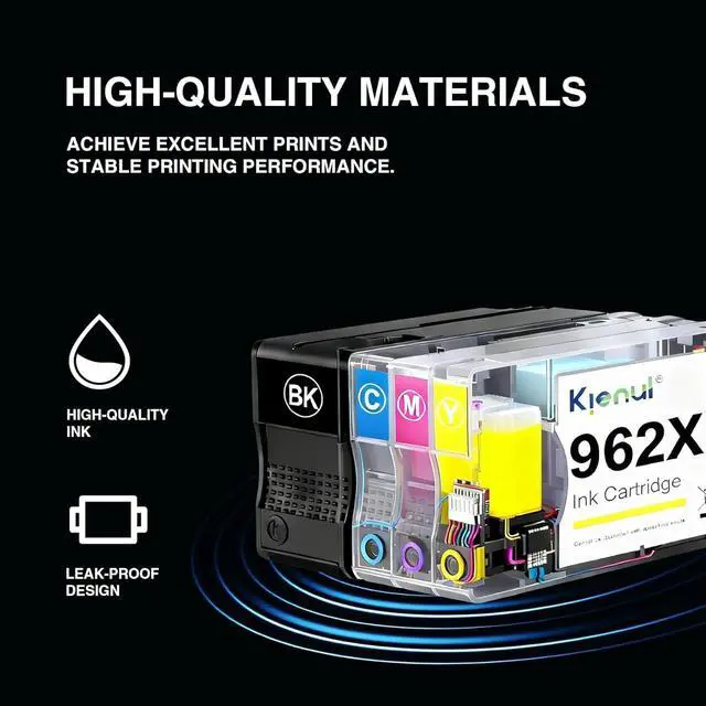 Alt view image 6 of 7 - 962XL Ink Cartridges Combo Pack (4 Pack, BK/C/M/Y) - Replacement for HP 962XL High-Yield Ink, Compatible with Officejet Pro 9015e, 9010, 9025e, 9015, 9025, 9018e, 9020 Printers
