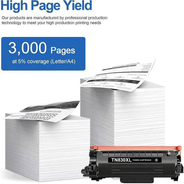 Alt view image 3 of 7 - TN830XL Toner Cartridge High Yield Replacement for Brother TN 830XL TN830 TN830 XL Toner Compatible with HL-L2460DW DCP-L2640DW HL-L2480DW HL-L2400D HL-L2405W MFC-L2820DW Printer (4 Black)