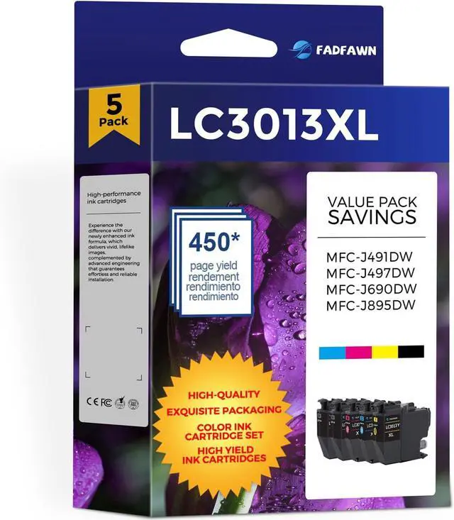 Main image of LC3013XL LC3013 Ink Cartridges BK/C/M/Y High Yield (5-Pack) - Replacement for Brother Ink Cartridges LC3013 LC3011 XL Work with MFC-J497DW MFC-J491DW MFC-J895DW MFC-J690DW Printer