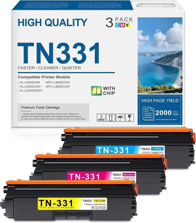 Main image of TN331 Toner Cyan Magenta Yellow Cartridge 3-Pack TN331C TN331M TN331Y Toner