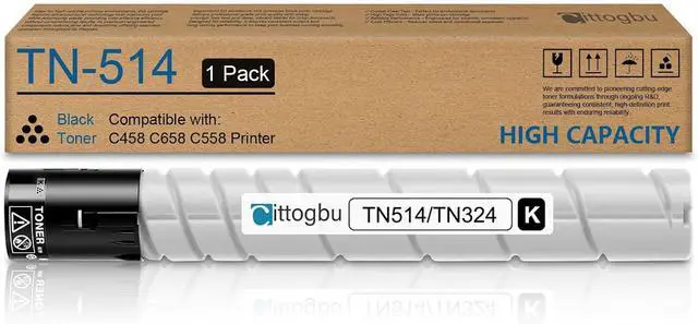 Main image of 1-Pack TN514 / TN324 Black Toner Cartridge Replacement for Konica Minolta TN-514 TN514K TN324K Toner Cartridge, Compatible with Bizhub C458 C558 C658 Printer