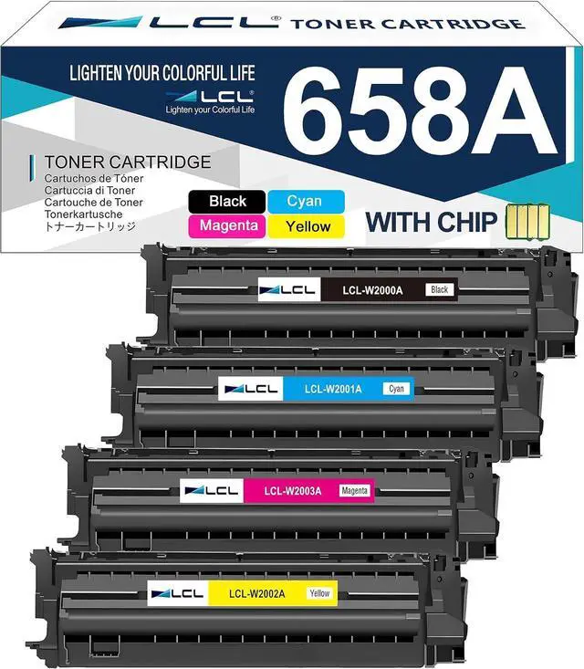 Main image of LCL 658A Toner Cartridges 4 Pack Replacement for HP 658A 658X Toner Cartridge W2000A W2001A W2002A W2003A for Color Enterprise M751n M751dn M751 Printer (Black Cyan Magenta Yellow)