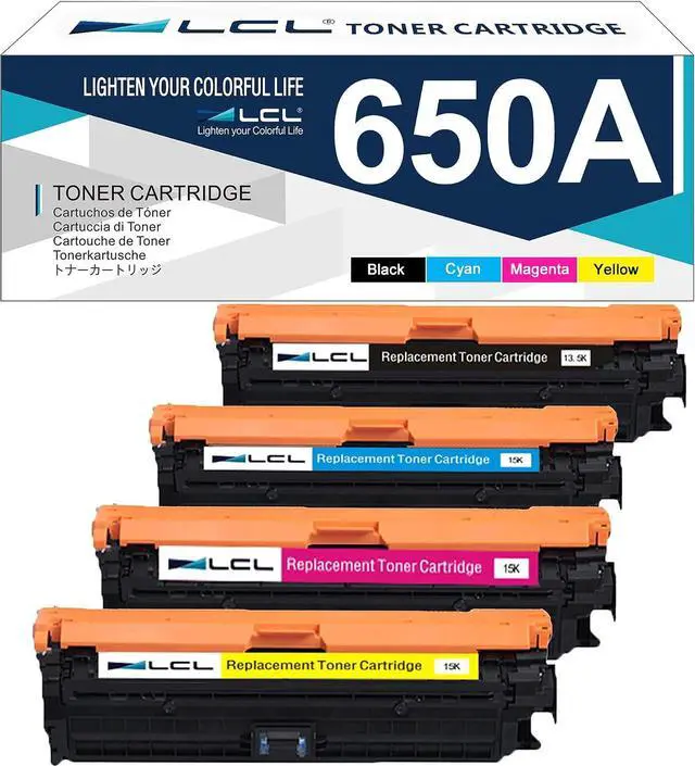 Main image of LCL 650A Toner Cartridges 4 Pack Replacement for HP 650A CE270A CE271A CE272A CE273A Toner for Color Enterprise CP5525 CP5525dn CP5525n CP5525xh M750dn M750n M750xh Printer(Black Cyan Magenta Yellow)