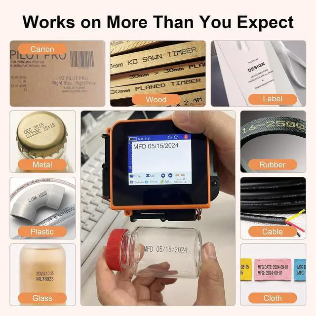 Alt view image 3 of 7 - Small Handheld Inkjet Printer - 150g Portable Printer with 600DPI