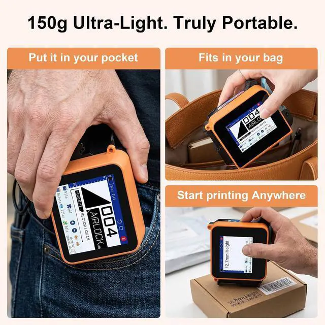 Alt view image 2 of 7 - Small Handheld Inkjet Printer - 150g Portable Printer with 600DPI