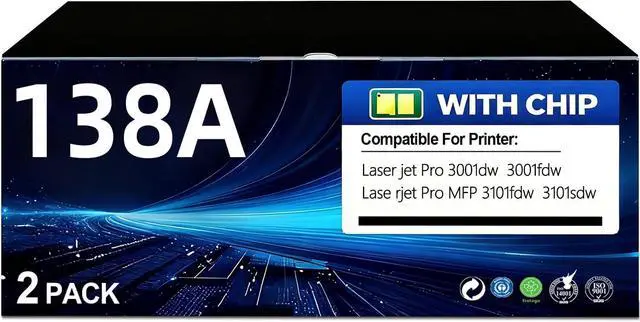 Main image of BERRYSKY 138A Black Toner Cartridges Compatible for HP 138A W1380A Toner to Use with Laser Jet Pro MFP 3101fdw 3101sdw Toner, Pro 3001dw 3001fdw Printer (2-Pack, with Chip)
