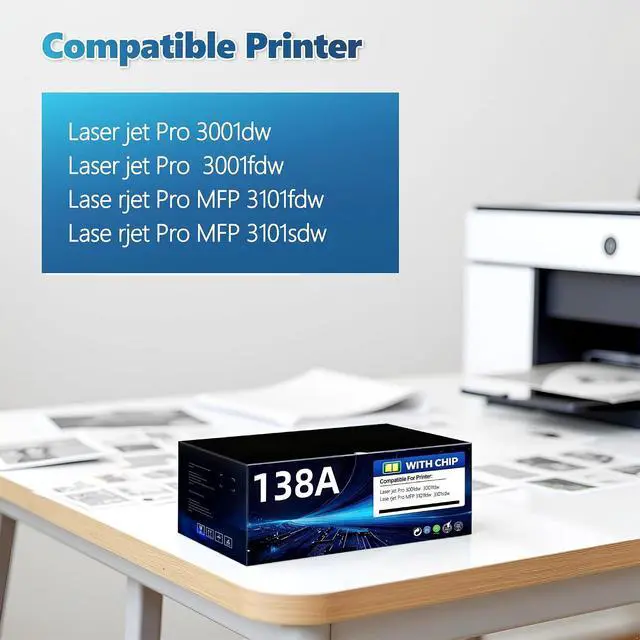 Alt view image 2 of 7 - BERRYSKY 138A Black Toner Cartridges Compatible for HP 138A W1380A Toner to Use with Laser Jet Pro MFP 3101fdw 3101sdw Toner, Pro 3001dw 3001fdw Printer (2-Pack, with Chip)