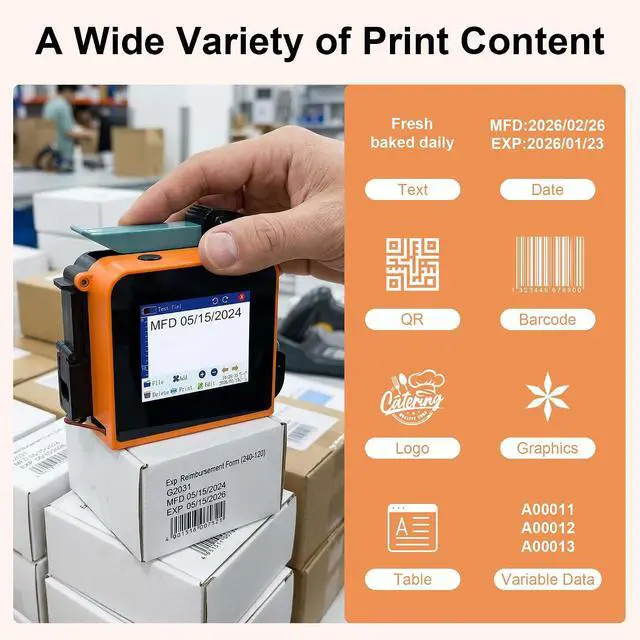 Alt view image 7 of 7 - Small Handheld Inkjet Printer - 150g Portable Printer with 600DPI