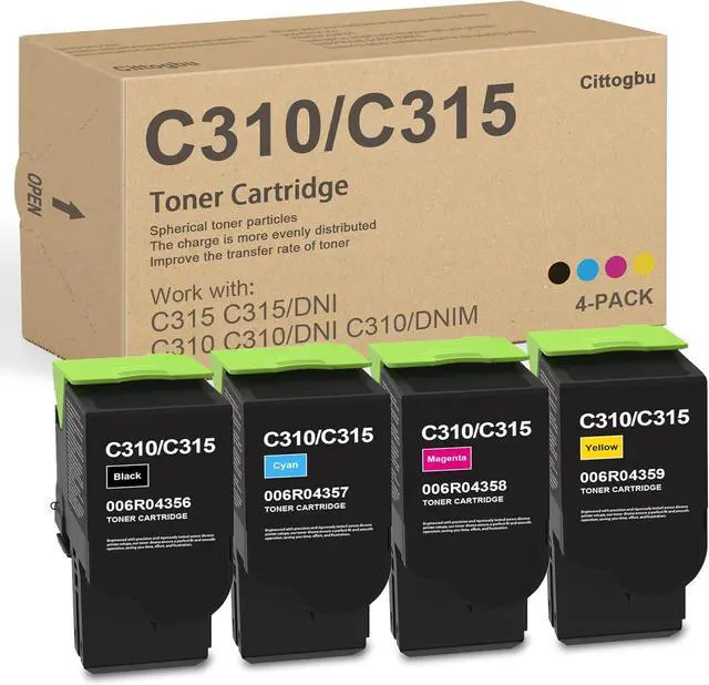 Main image of C310 / C315 High Capacity Toner Cartridge Set (4-Pack, BK/C/M/Y) - Compatible 006R04356 006R04357 006R04358 006R04359 Toner Cartridge Replacement for Xerox C310 C310DNI C310DNIM C315 Color Printer