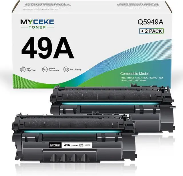 Main image of 49A Toner Cartridge: 2 Pack High Yield 49A Black Cartridges Compatible for HP 49A Toner Cartridge Q5949A Work with 1160 1160Le 1320 1320n 1320nw 1320t 1320tn 3390 3392 Printer