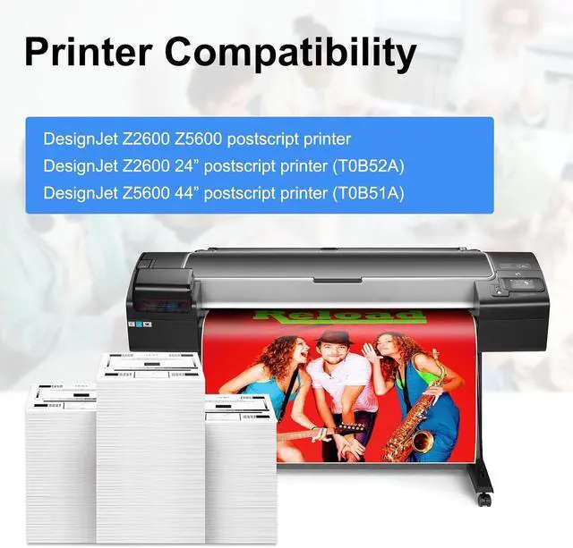 Alt view image 3 of 7 - 745 745XL Ink Cartridge 300ml High Yield 6-Pack with Upgraded Chip, Replacement for HP 745 Ink Compatible with HP DesignJet Z2600 Z5600 Postscript Printer, F9K06A F9K05A F9K04A F9K03A F9K02A F9K01A