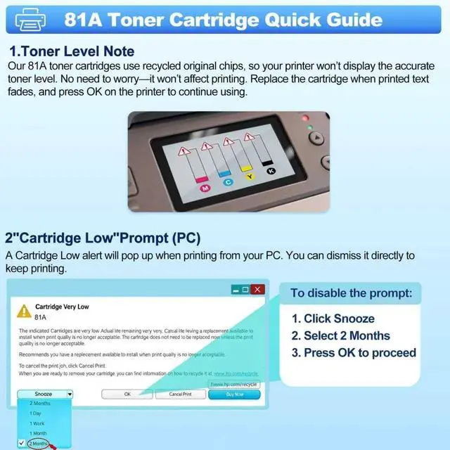 Alt view image 7 of 7 - 81A Toner Cartridges 2 Pack CF281A Black Replacement for HP 81A CF281A 81X CF281X with HP Laserjet Enterprise MFP M605 M606 M630 M630f HP Laserjet MFP M604 M630h M630z M630dn Printer (with Chip)