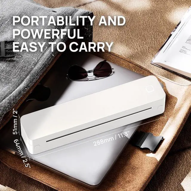 Alt view image 6 of 7 - D830 Portable Printer Wireless for Travel, Supports 8.5 x 11 Inch Thermal Paper, Bluetooth Compatible with iOS, Android, Laptop, Beige