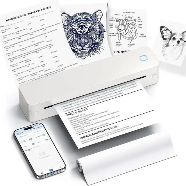 Main image of D830 Portable Printer Wireless for Travel, Supports 8.5 x 11 Inch Thermal Paper, Bluetooth Compatible with iOS, Android, Laptop, Beige