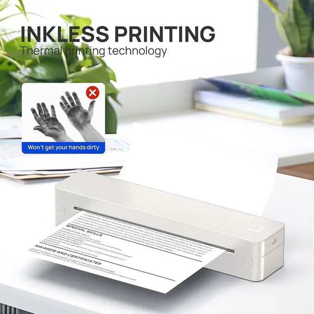 Alt view image 5 of 7 - D830 Portable Printer Wireless for Travel, Supports 8.5 x 11 Inch Thermal Paper, Bluetooth Compatible with iOS, Android, Laptop, Beige