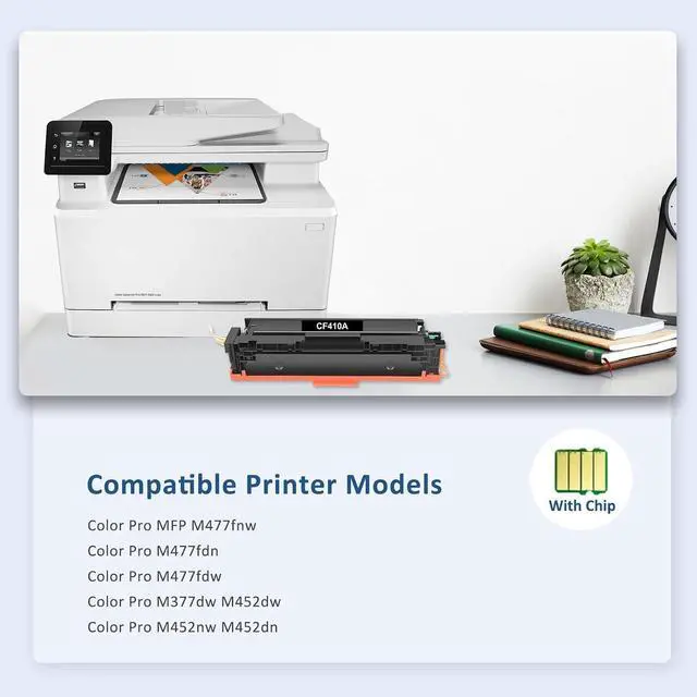 Alt view image 2 of 6 - 410A Toner Cartridge Compatible for HP 410A 410X 4-Pack with Chip