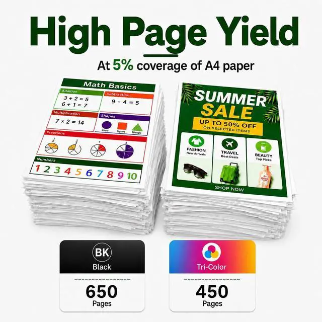 Alt view image 3 of 7 - 65XL Ink Cartridges Combo Pack Replacement for HP 65XL Ink Cartridge