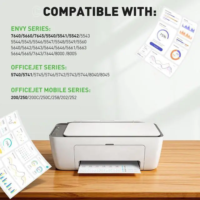 Alt view image 2 of 7 - 62 62XL Ink Cartridges Black and Color for HP Envy 7640 5660 7645 5540 5640