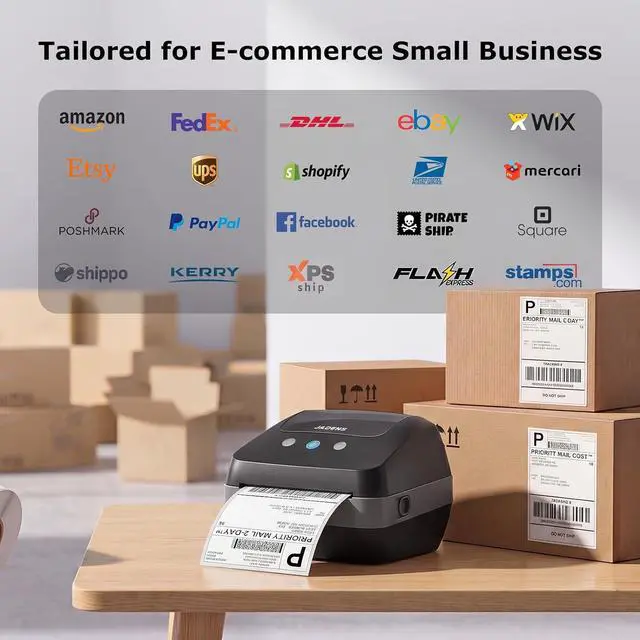 Alt view image 6 of 7 - JADENS Dual-Band Wi-Fi 4x6 Shipping Label Printer for Small Business & Home(Black)