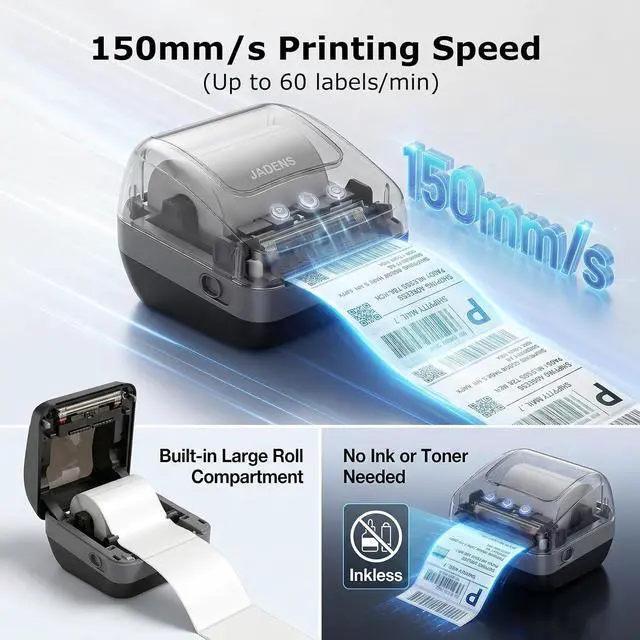 Alt view image 5 of 7 - JADENS Dual-Band Wi-Fi 4x6 Shipping Label Printer for Small Business & Home(Black)