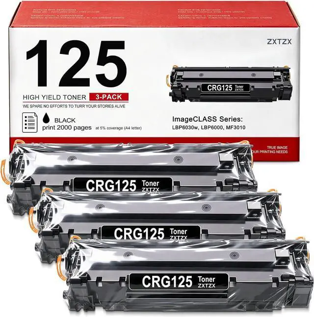 Main image of 125 Black Toner Cartridge High Yield Compatible 125 Toner Cartridges Replacement for Canon 125 Toner Cartridge for imageCLASS LBP6030w LBP6000 MF3010 Printer, 3-Pack