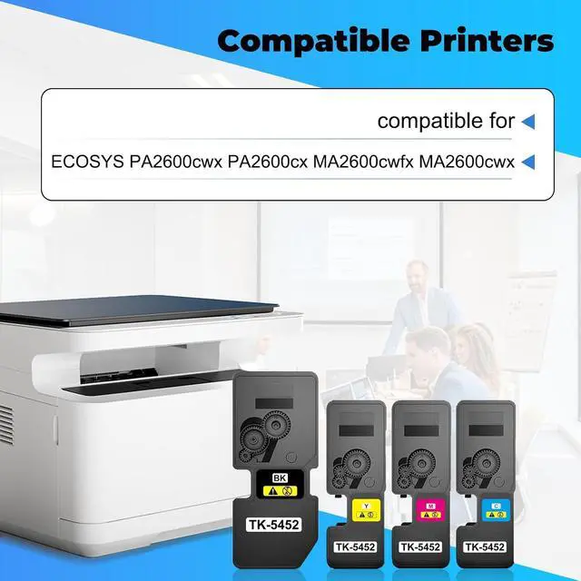 Alt view image 2 of 5 - TK-5452 TK5452 Toner Cartridge Compatible for Kyocera TK5452K TK5452C TK5452M TK5452Y Toner for ECOSYS PA2600cwx MA2600cwfx PA2600cx MA2600cwx Printers, Black Cyan Magenta Yellow