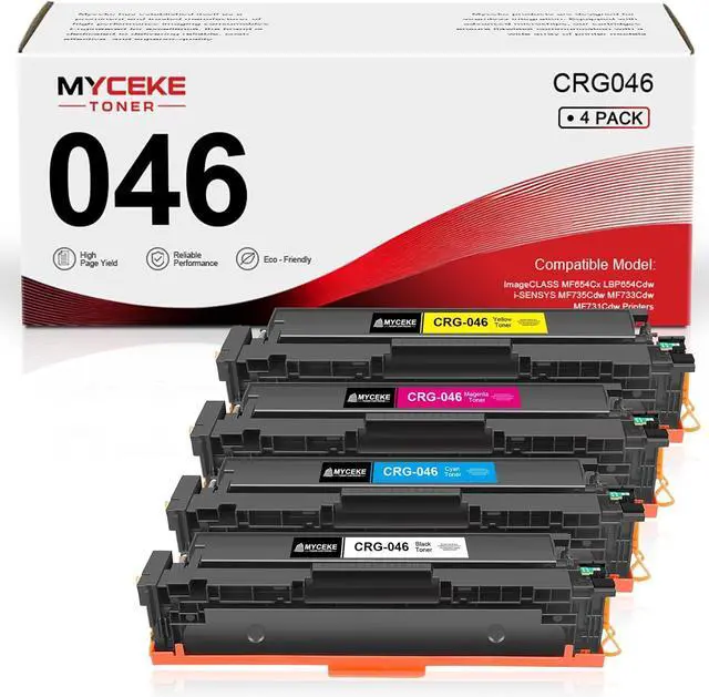 Main image of 046 Toner Cartridge Set: 4 Pack High Yield CRG 046 Cartridges Compatible for Canon 046 Toner Cartridge Work with ImageCLASS MF733Cdw LBP654Cdw MF731Cdw MF735Cdw Printer