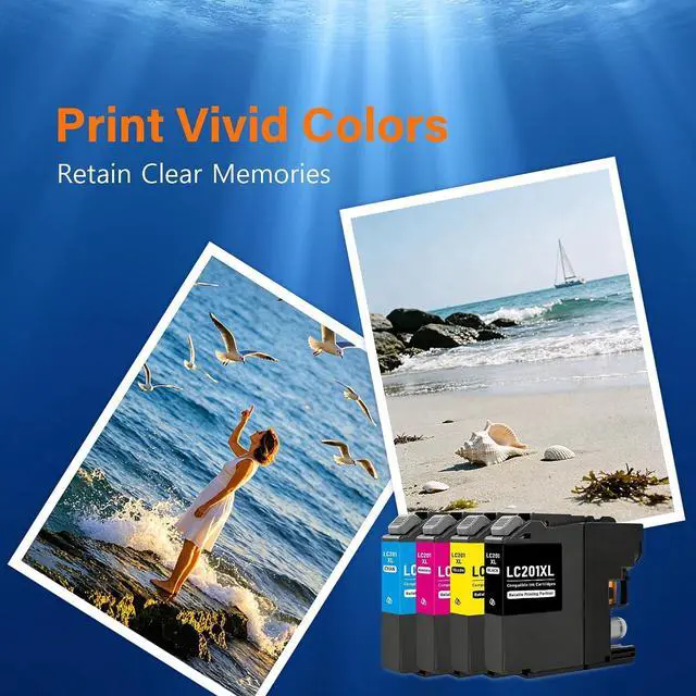 Alt view image 5 of 7 - SFINK LC201 (LC-201) Color (BK/C/M/Y) Ink Cartridge 4-Pack Replacement for Brother LC201XL LC201BK LC201C LC201M LC201Y LC203 Ink Cartridges MFC-J460DW MFC-J480DW MFC-J485DW MFC-J880DW Printer